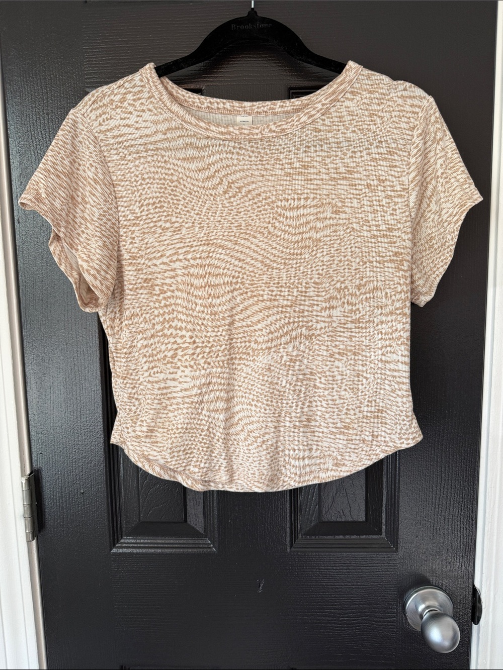 Light Tan Printed Short Sleeve Women's Top